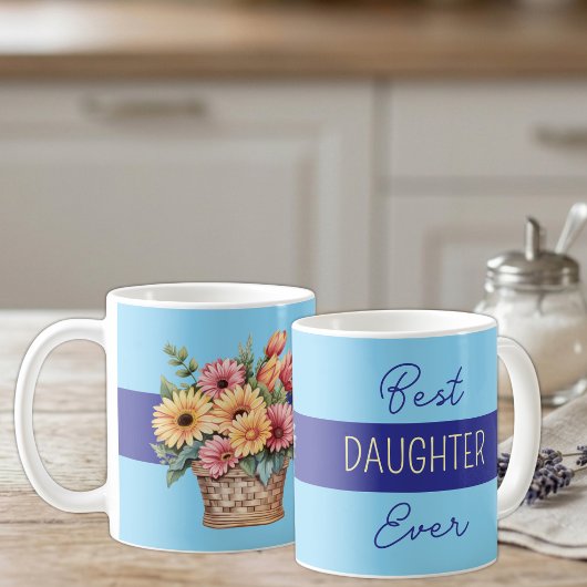 Beste Tochter je gerbera Blume blau Kaffeetasse