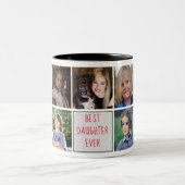 Beste Tochter je Monogram Fotolage Trendy Zweifarbige Tasse (Mittel)