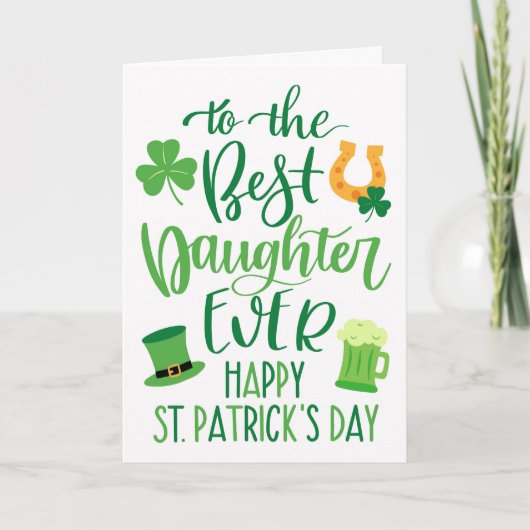 Beste Tochter je St Patrick's Day Typografie Karte (Vorderseite)