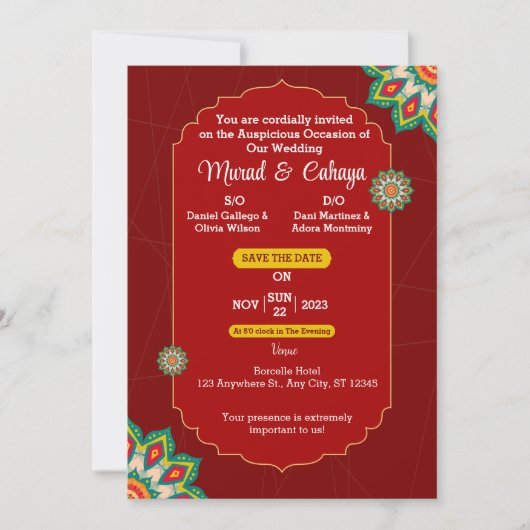 Beste traditionelle Hochzeitskarte in Rot Einladung (Vorderseite)