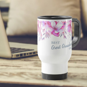 Beste Urgroßmutter überhaupt Rosa Blumen Reisebecher