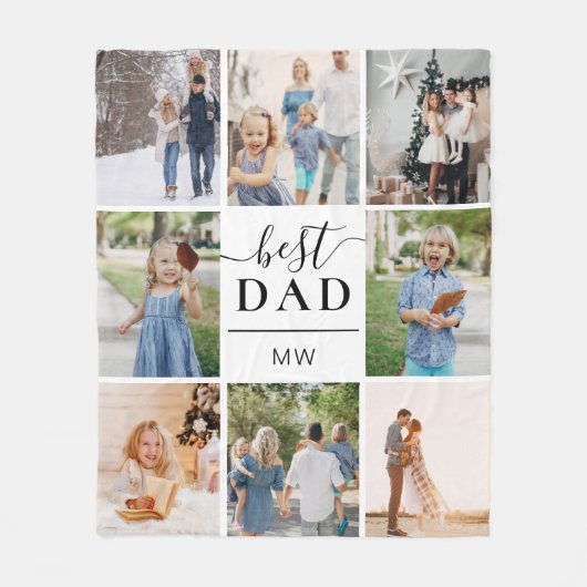 Beste Vater-Collage Monogram Fleecedecke (Vorderseite)