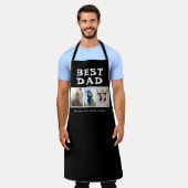 Beste Vater-Familie 3 FotoCollage Keepake Schwarz Schürze (Getragen)