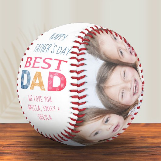 Beste Vater-Farbtypografie 2 FotoCollage Base Baseball