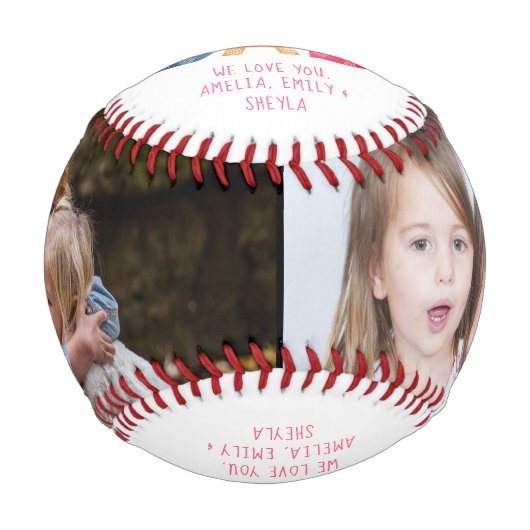 Beste Vater-Farbtypografie 2 FotoCollage Base Baseball (Vorderseite)