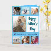 Beste Vater je Blue Foto Collage Grußkarte Karte (Gelbe Blume)