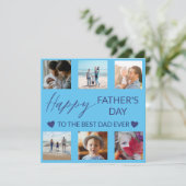 Beste Vater je Blue Foto Collage Grußkarte Karte (Stehend Vorderseite)