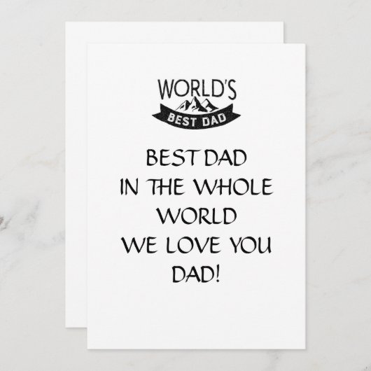 BESTE VATER-KARTE, VATER-TAGESKARTE EINLADUNG (Vorne/Hinten)