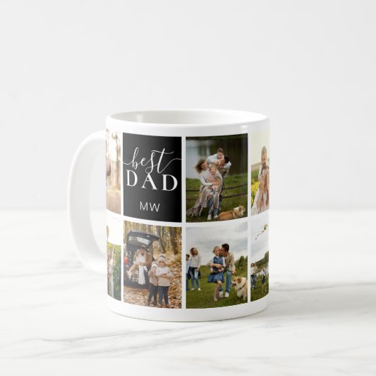 Beste Vater-Monogramm-FotoCollage Kaffeetasse (Vorderseite Links)