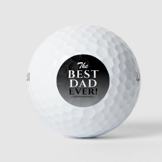 Beste Vater Schwarz & Weiß Typografie Gradient Vat Golfball (Vorderseite)