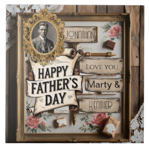 Beste-Vater-Scrolldesign mit Spitze und Rosen Fliese