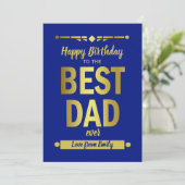 Beste Vater Typografie Gold Flat Card (Stehend Vorderseite)