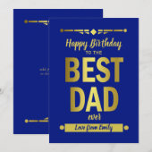 Beste Vater Typografie Gold Flat Card (Vorne/Hinten)