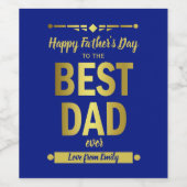 Beste Vater Typografie Gold Vatertag Weinetikett (Einzelnes Label)