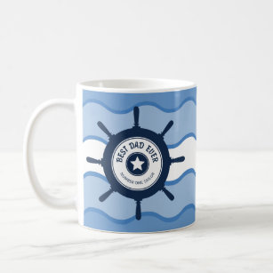 Beste Vater-überhaupt blaue Schiffe Rad und Wellen Kaffeetasse