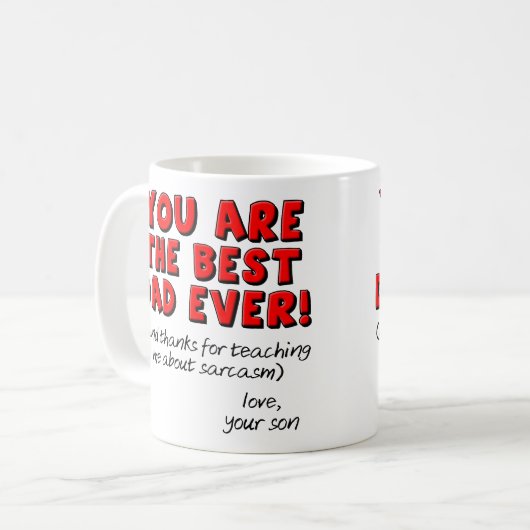 Beste Vater-überhaupt sarkastische lustige Kaffeetasse (Vorderseite Links)