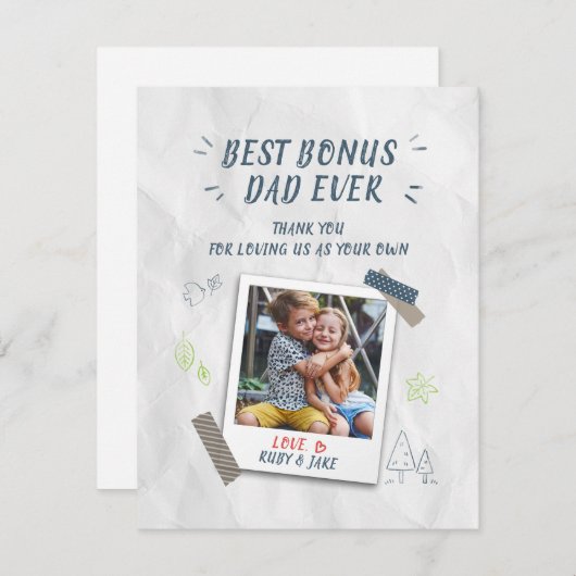 Beste Vater Vathers Day Stepdad Custom Foto Card (Vorne/Hinten)