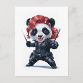 Beste weibliche Action-Panda-Filmfigur auf einem  Feiertagspostkarte