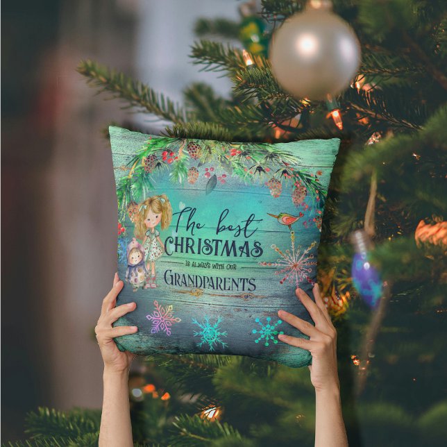 Beste Weihnachten für Großeltern Kissen (Best Christmas with Grandparents Throw Pillow front)