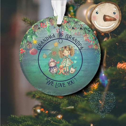 Beste Weihnachten mit Großeltern Aquamarine Orname Ornament