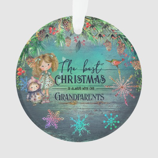 Beste Weihnachten mit Großeltern Aquamarine Orname Ornament (Vorderseite)
