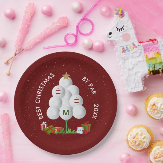 Beste Weihnachten von Par Golf Ball Tree Ursprüngl Pappteller (Party)