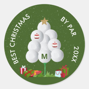 Beste Weihnachten von Par Golf Ball Tree Ursprüngl Runder Aufkleber
