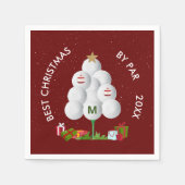 Beste Weihnachten von Par Golf Ball Tree Ursprüngl Serviette (Vorderseite)