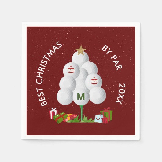 Beste Weihnachten von Par Golf Ball Tree Ursprüngl Serviette (Vorderseite)