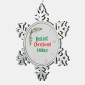 Beste Weihnachtswünsche Schneeflocken Zinn-Ornament (Rechts)