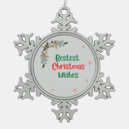 Beste Weihnachtswünsche Schneeflocken Zinn-Ornament