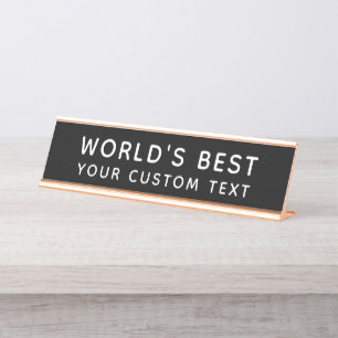 Beste Welt Individueller Text Schwarz Büro Schreibtischnamensplakette