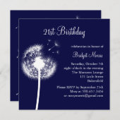 Beste Wünsche 21. Geburtstag Einladung (Marine) (Vorne/Hinten)