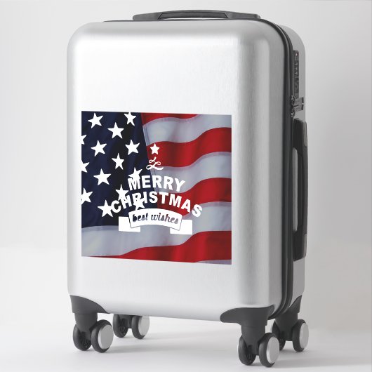 Beste Wünsche Frohe Weihnachten Vereinte Staaten F Aufkleber (Koffer)