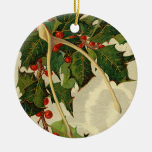 Beste Wünsche für das neue Jahr - Vintage-Postkart Keramik Ornament