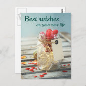 Beste Wünsche für neues verheiratetes Paar Vintage Postkarte (Vorne/Hinten)