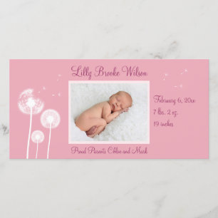 Beste Wünsche!!! Geburts-Mitteilung 2 (Rosa) Ankündigung