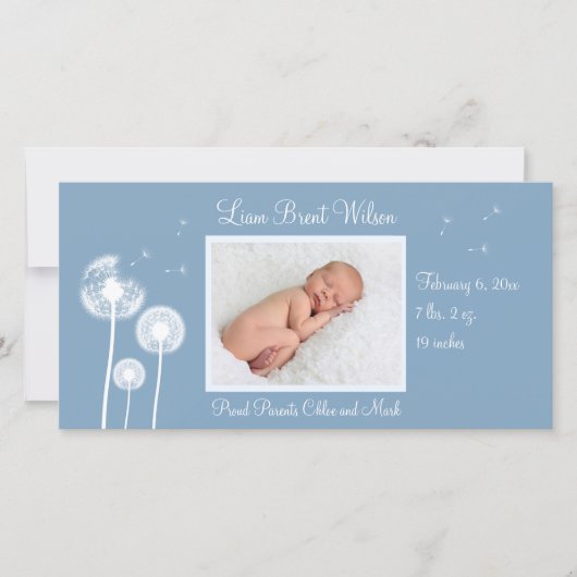 Beste Wünsche!! Geburtsankündigung 2 (blau) Ankündigung (Vorderseite)