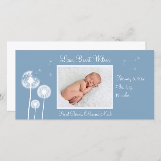 Beste Wünsche!! Geburtsankündigung 2 (blau) Ankündigung (Vorne/Hinten)