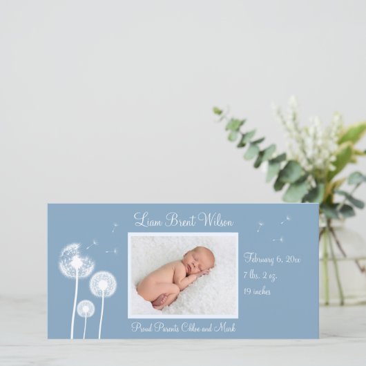 Beste Wünsche!! Geburtsankündigung 2 (blau) Ankündigung (Stehend Vorderseite)