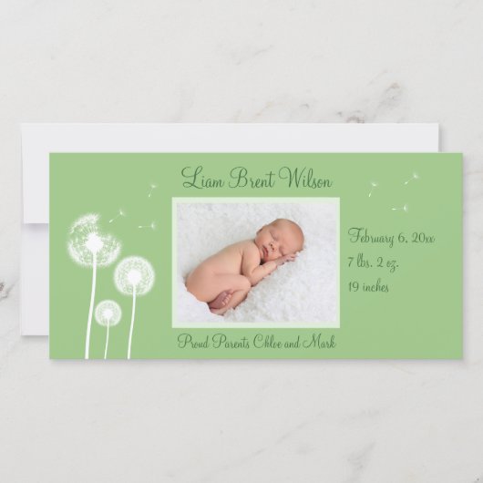 Beste Wünsche!! Geburtsankündigung 2 (grün) Ankündigung (Vorderseite)