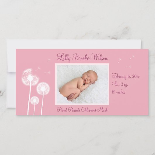 Beste Wünsche!! Geburtsankündigung 2 (pink) Ankündigung (Vorderseite)