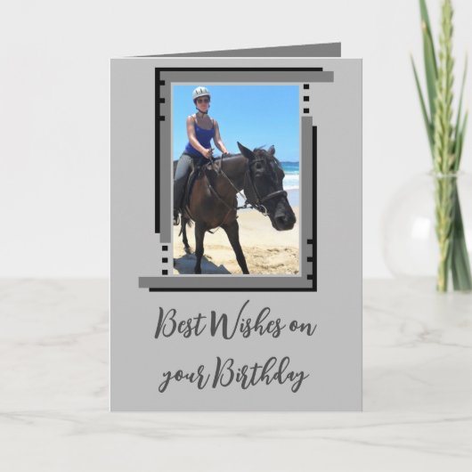 Beste Wünsche hinzufügen Foto grau Karte (Vorderseite)