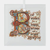 Beste Wünsche (in beleuchteten Buchstaben) für Wei Ornament Aus Glas (Vorderseite)