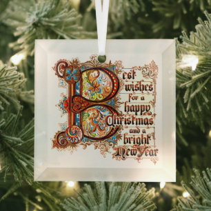 Beste Wünsche (in beleuchteten Buchstaben) für Wei Ornament Aus Glas