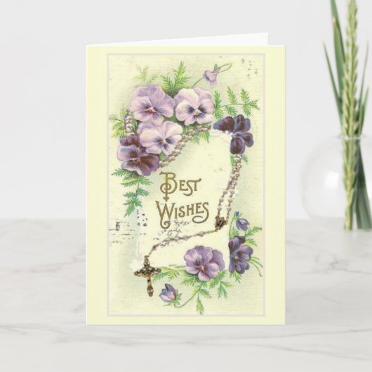 Beste Wünsche Lavendel Stiefmütterchens Rosary Karte (Vorderseite)