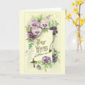 Beste Wünsche Lavendel Stiefmütterchens Rosary Karte (Gelbe Blume)