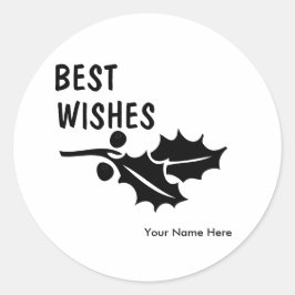 Beste Wünsche mit zwei Blätter Runder Aufkleber