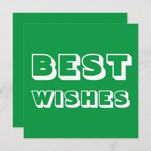 Beste Wünsche, Viel Glück, grüne weiße Karte (Vorne/Hinten)