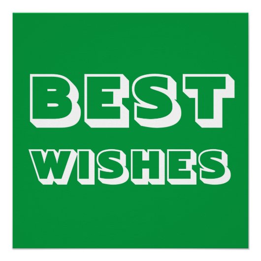 Beste Wünsche, Viel Glück, grünes Weiß Poster (Vorderseite)